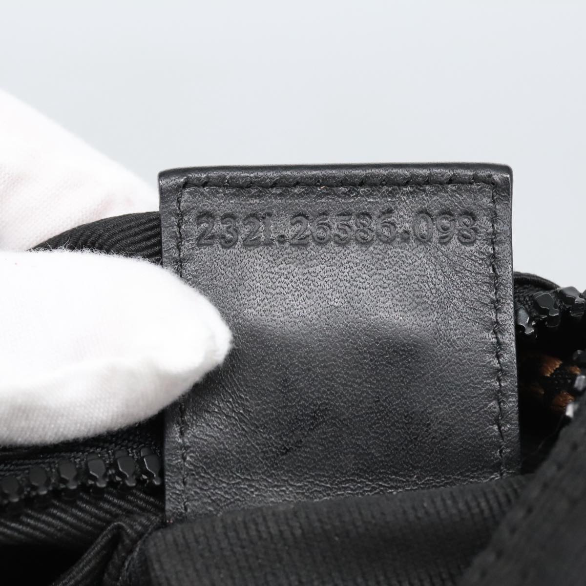 FENDI Hand Bag Nylon Black Brown Silver bs20578