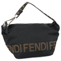 FENDI Hand Bag Nylon Black Brown Silver bs20578
