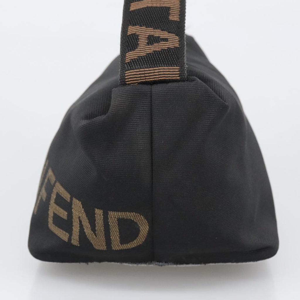 FENDI Hand Bag Nylon Black Brown Silver bs20578
