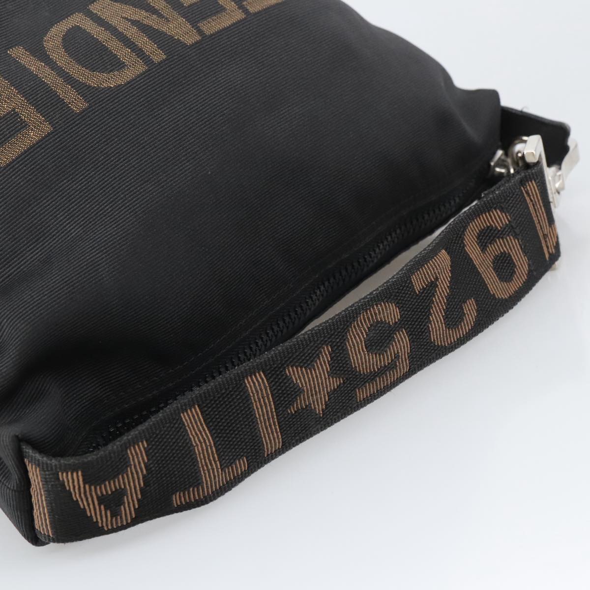 FENDI Hand Bag Nylon Black Brown Silver bs20578