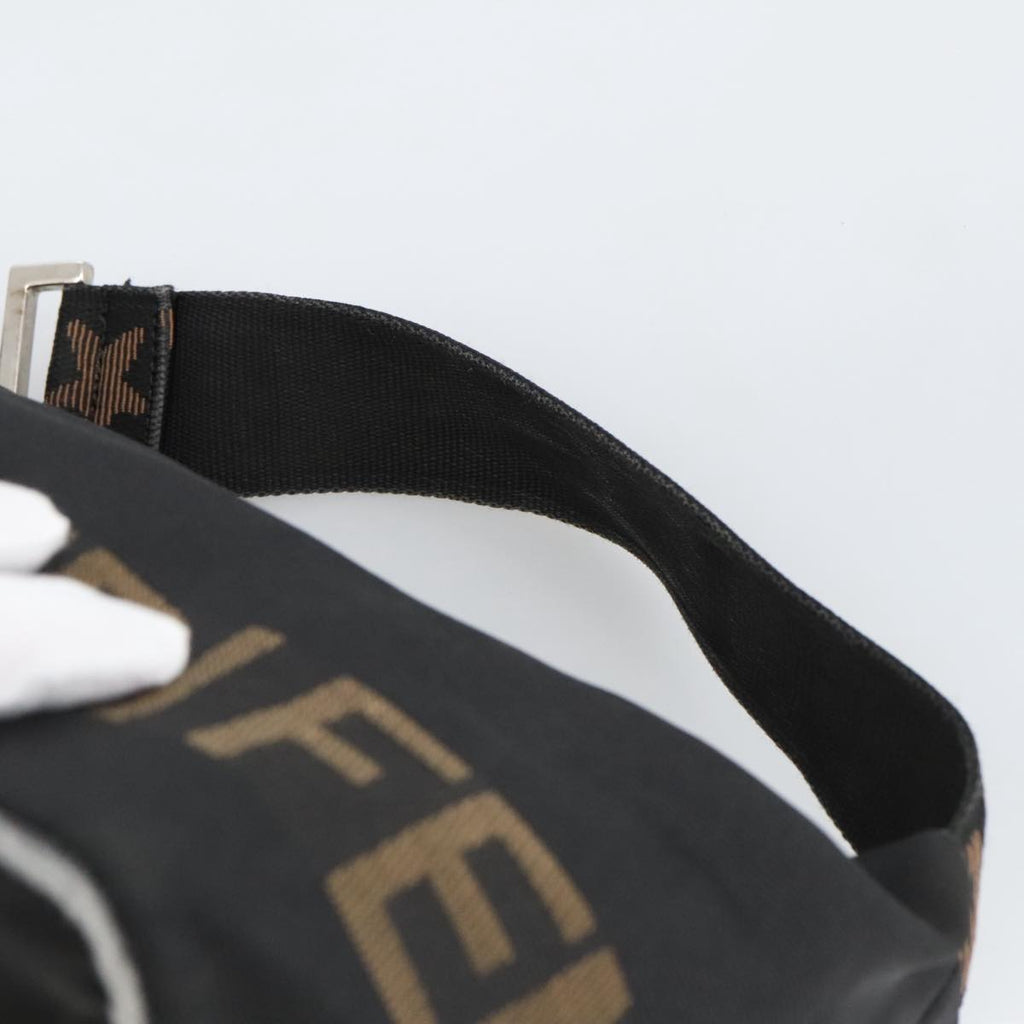 FENDI Hand Bag Nylon Black Brown Silver bs20578