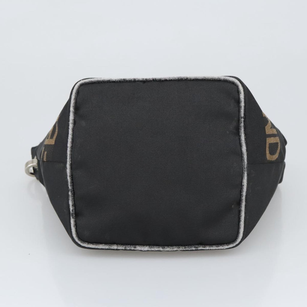 FENDI Hand Bag Nylon Black Brown Silver bs20578