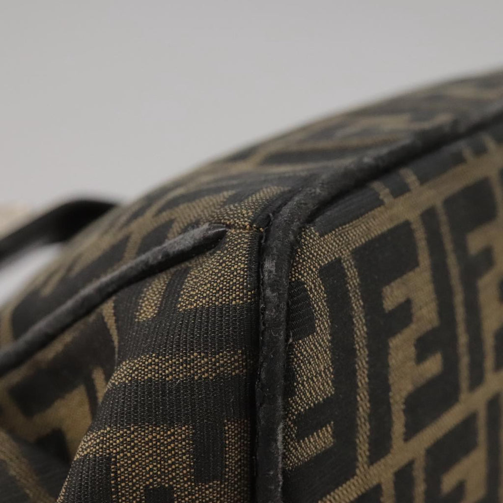FENDI Zucca Canvas Hand Bag Brown Black Silver bs20582