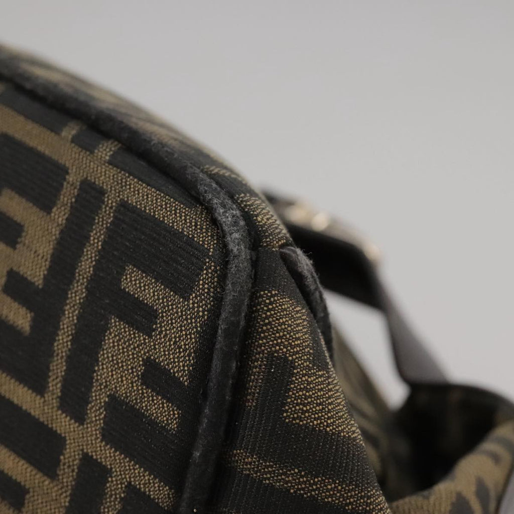 FENDI Zucca Canvas Hand Bag Brown Black Silver bs20582