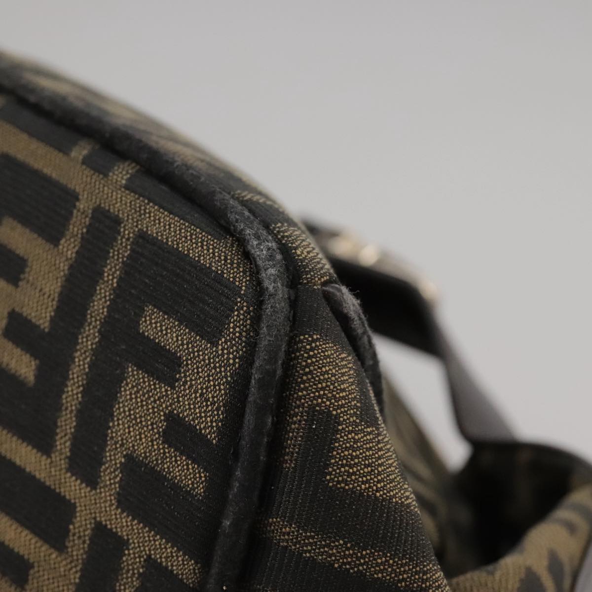 FENDI Zucca Canvas Hand Bag Brown Black Silver bs20582