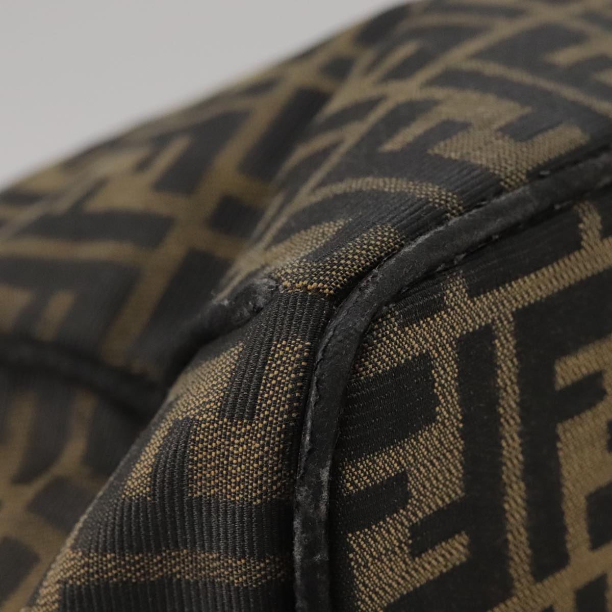FENDI Zucca Canvas Hand Bag Brown Black Silver bs20582