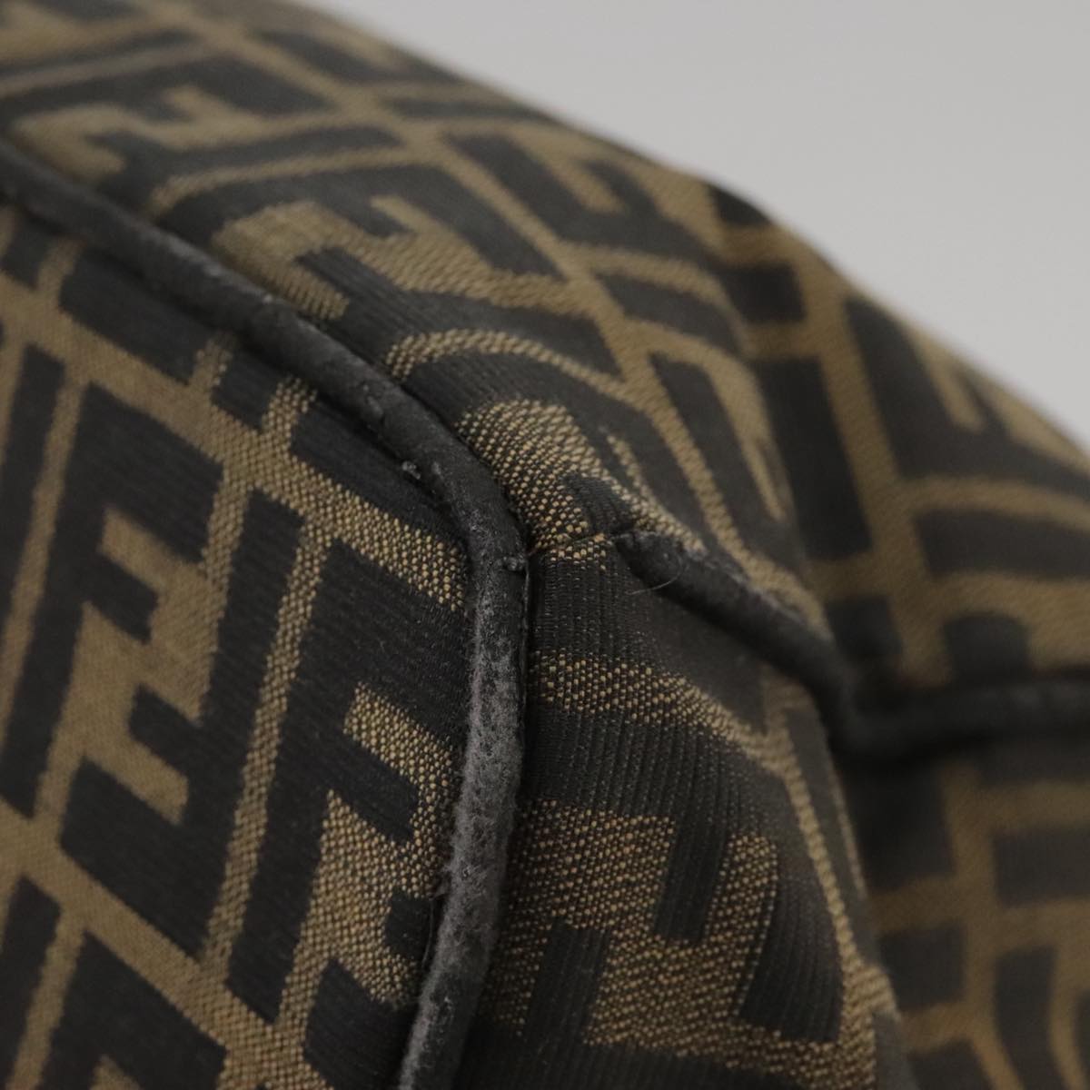 FENDI Zucca Canvas Hand Bag Brown Black Silver bs20582