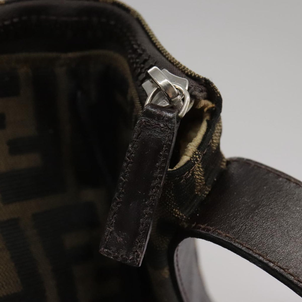 FENDI Zucca Canvas Hand Bag Brown Black Silver bs20582