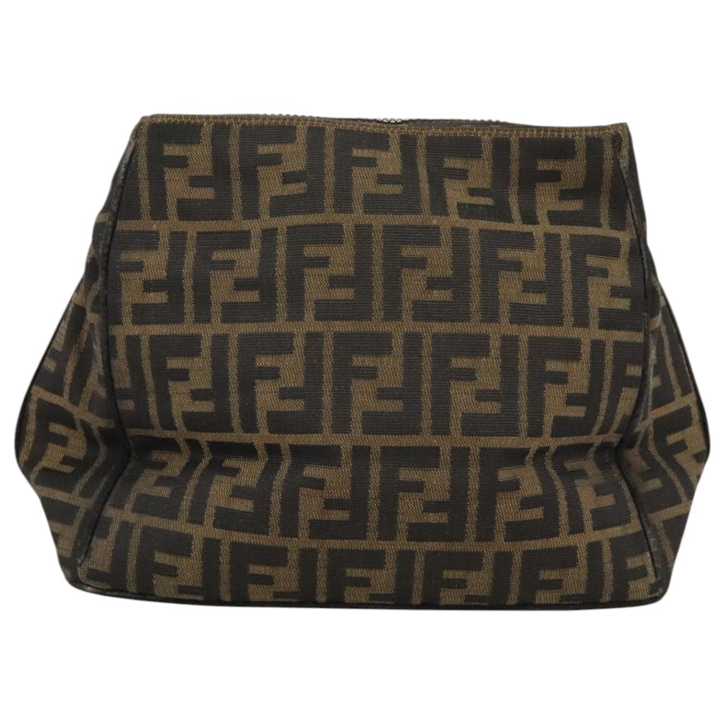 FENDI Zucca Canvas Hand Bag Brown Black Silver bs20582