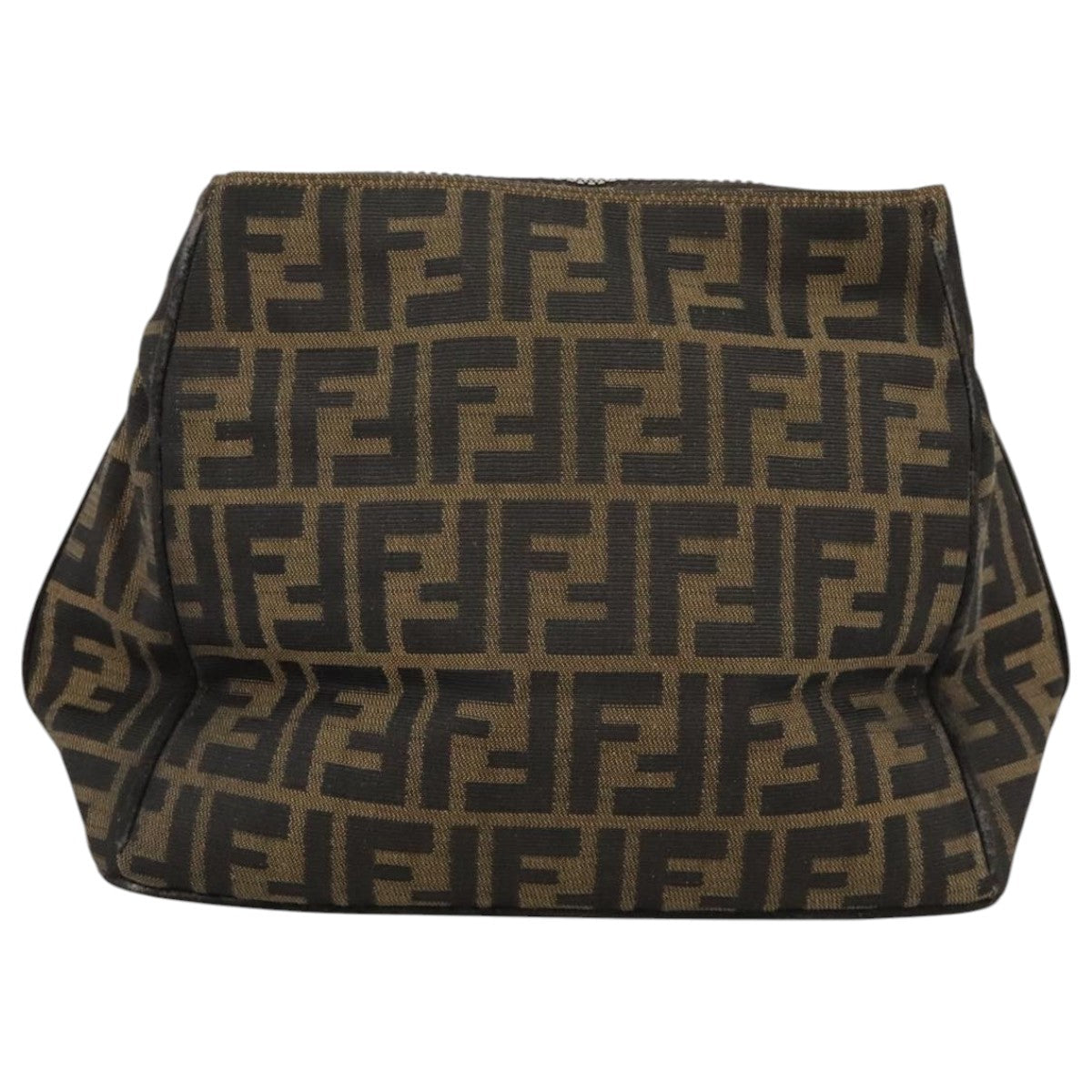 FENDI Zucca Canvas Hand Bag Brown Black Silver bs20582