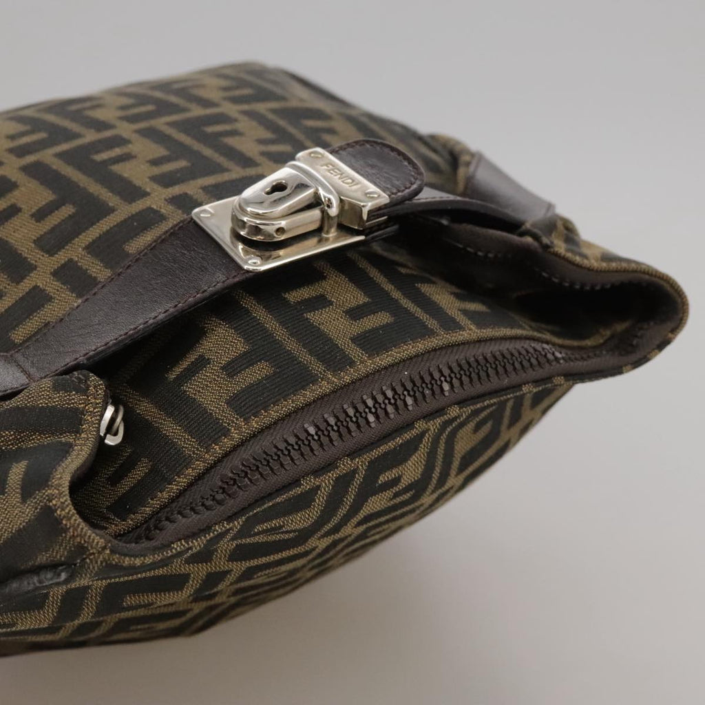 FENDI Zucca Canvas Hand Bag Brown Black Silver bs20582