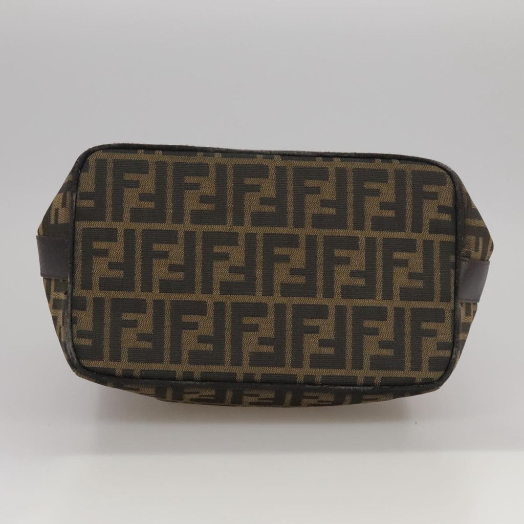 FENDI Zucca Canvas Hand Bag Brown Black Silver bs20582