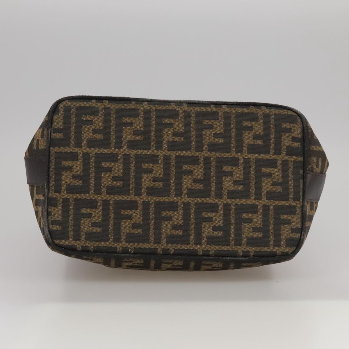 FENDI Zucca Canvas Hand Bag Brown Black Silver bs20582