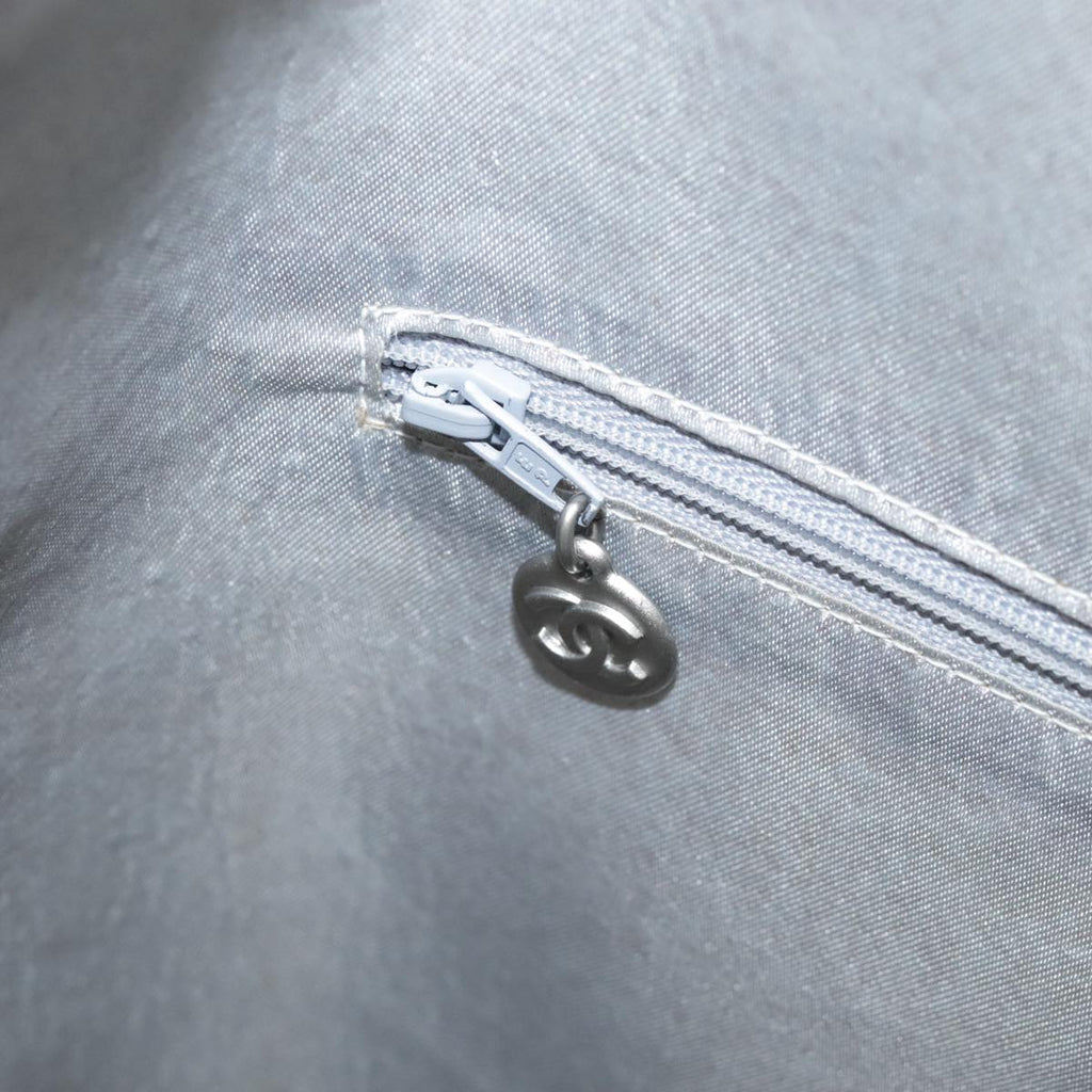 CHANEL Matelasse Hand Bag Leather Silver Light Gray Pearl CC bs20615