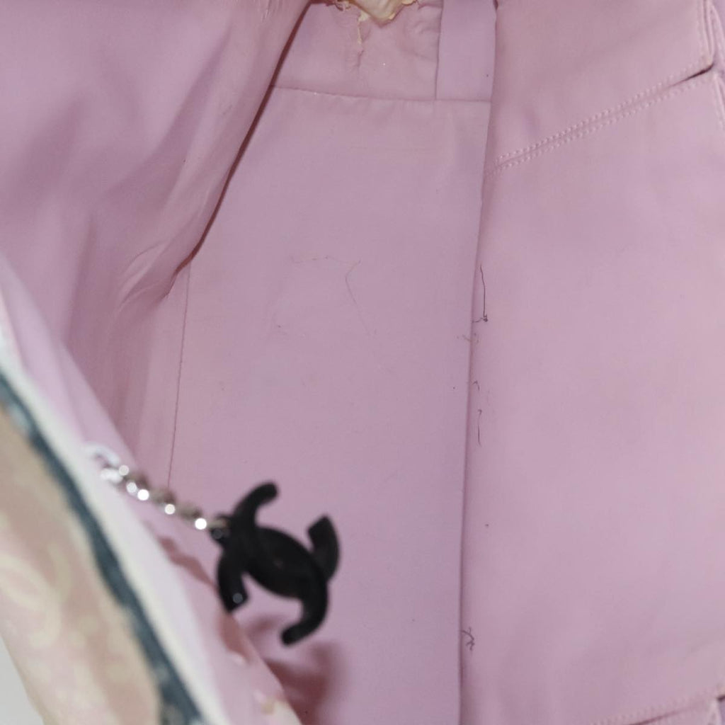 CHANEL High Summer Tote Bag Canvas Pink Silver CC bs20616