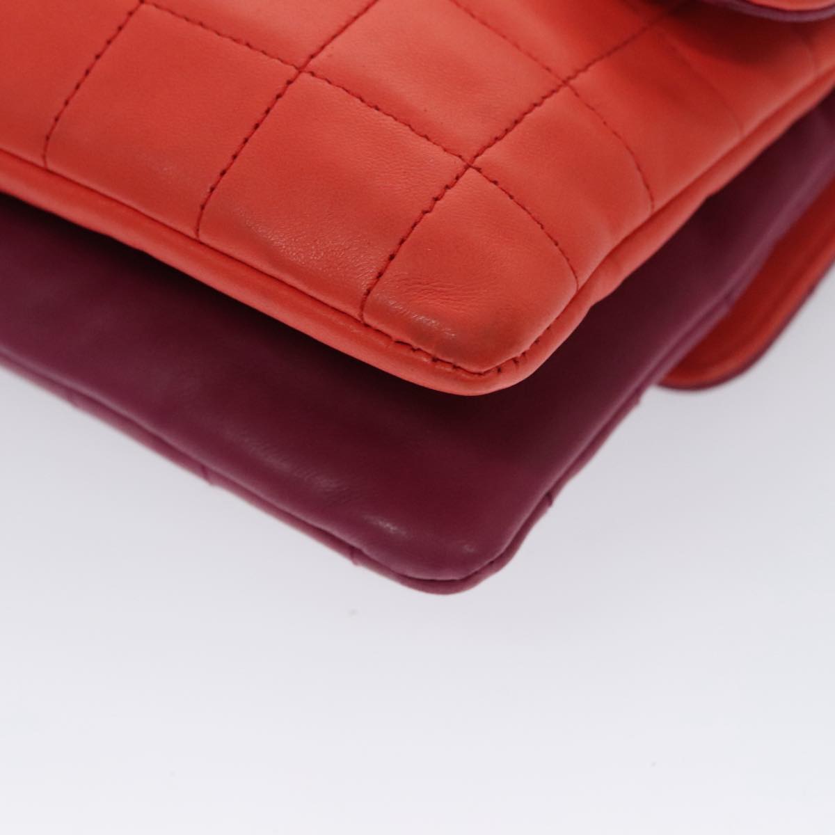 CHANEL Choco Bar Chain Hand Bag Lamb Skin Purple Pink CC bs20703