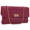 CHANEL Choco Bar Chain Hand Bag Lamb Skin Purple Pink CC bs20703