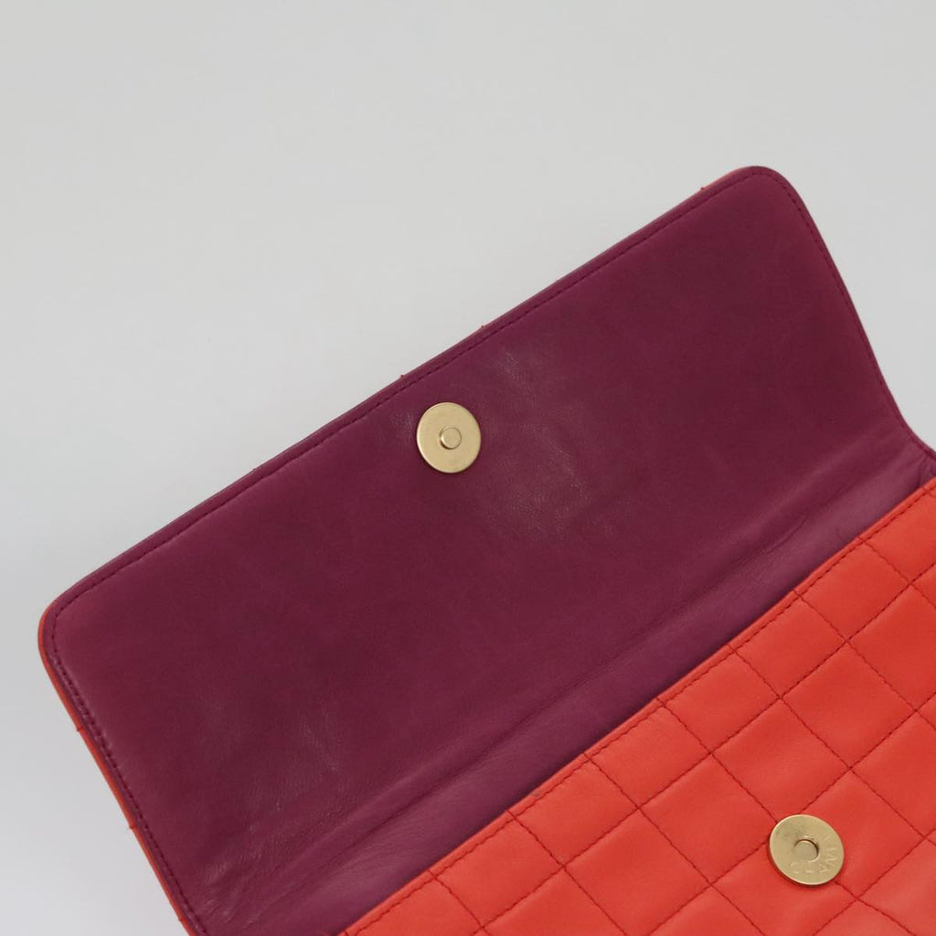 CHANEL Choco Bar Chain Hand Bag Lamb Skin Purple Pink CC bs20703