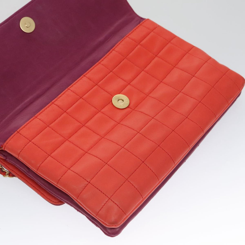 CHANEL Choco Bar Chain Hand Bag Lamb Skin Purple Pink CC bs20703