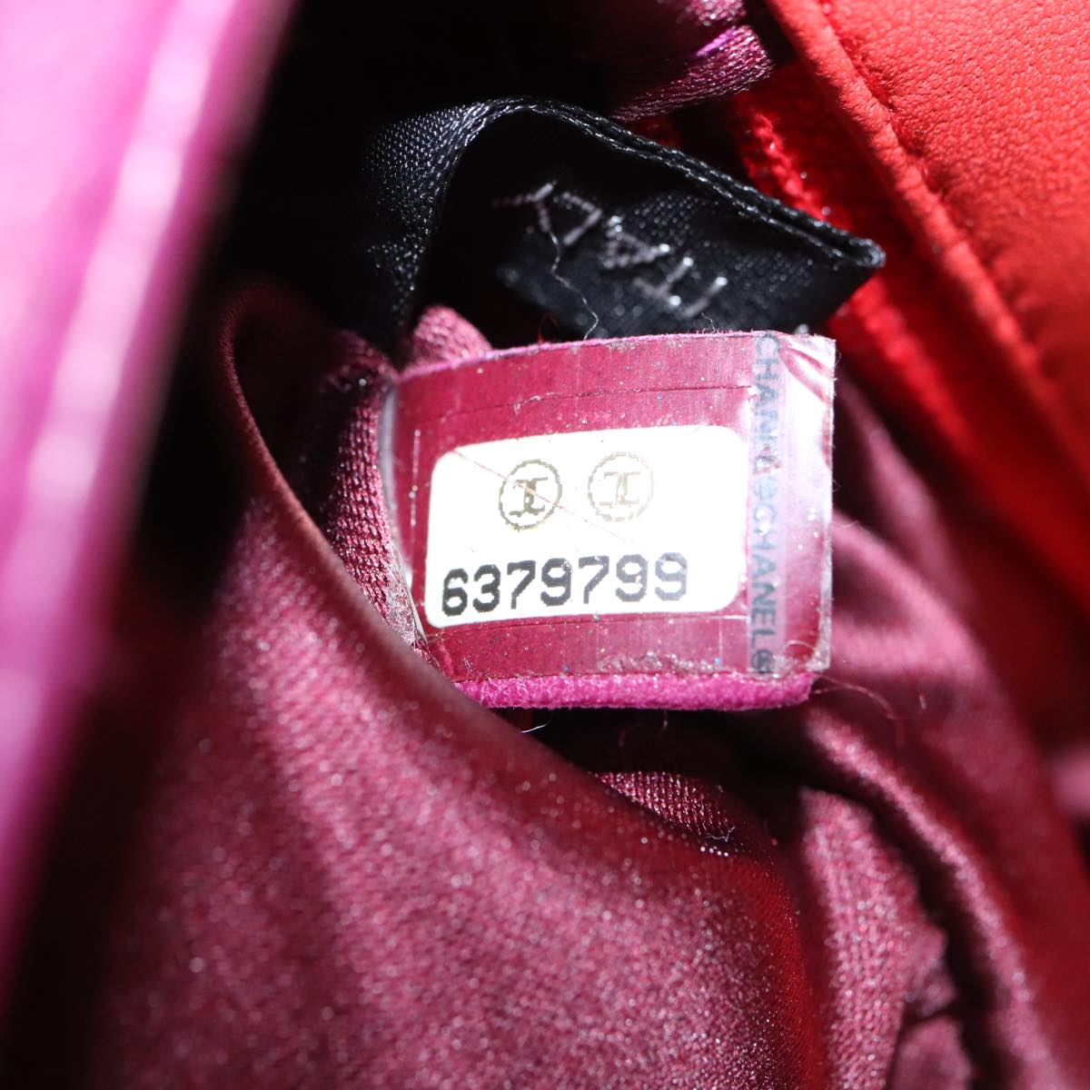 CHANEL Choco Bar Chain Hand Bag Lamb Skin Purple Pink CC bs20703