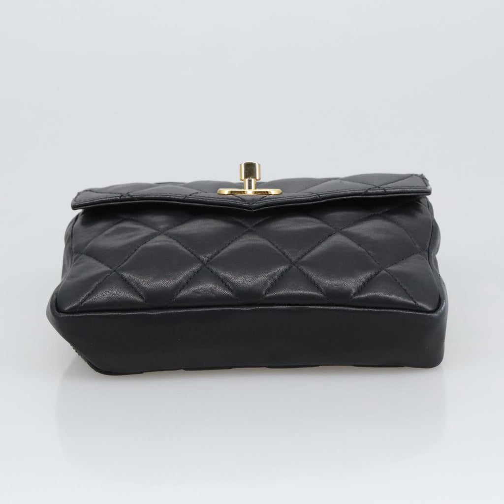 CHANEL Matelasse Chain Waist bag Lamb Skin Black Gold CC bs20727