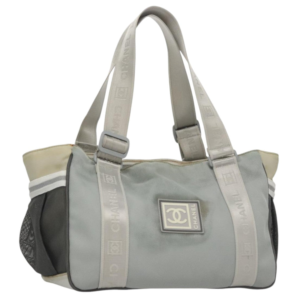 CHANEL Sports Tote Bag Nylon Light Gray CC bs20733