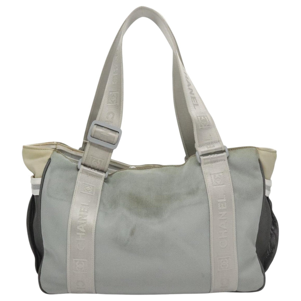 CHANEL Sports Tote Bag Nylon Light Gray CC bs20733