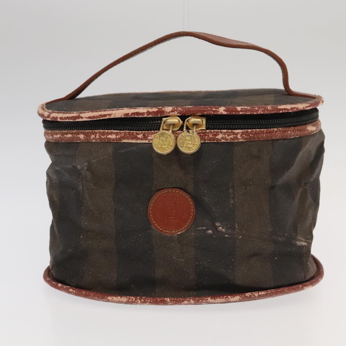FENDI Pecan Canvas Vanity Pouch 2Set Black Brown bs20764