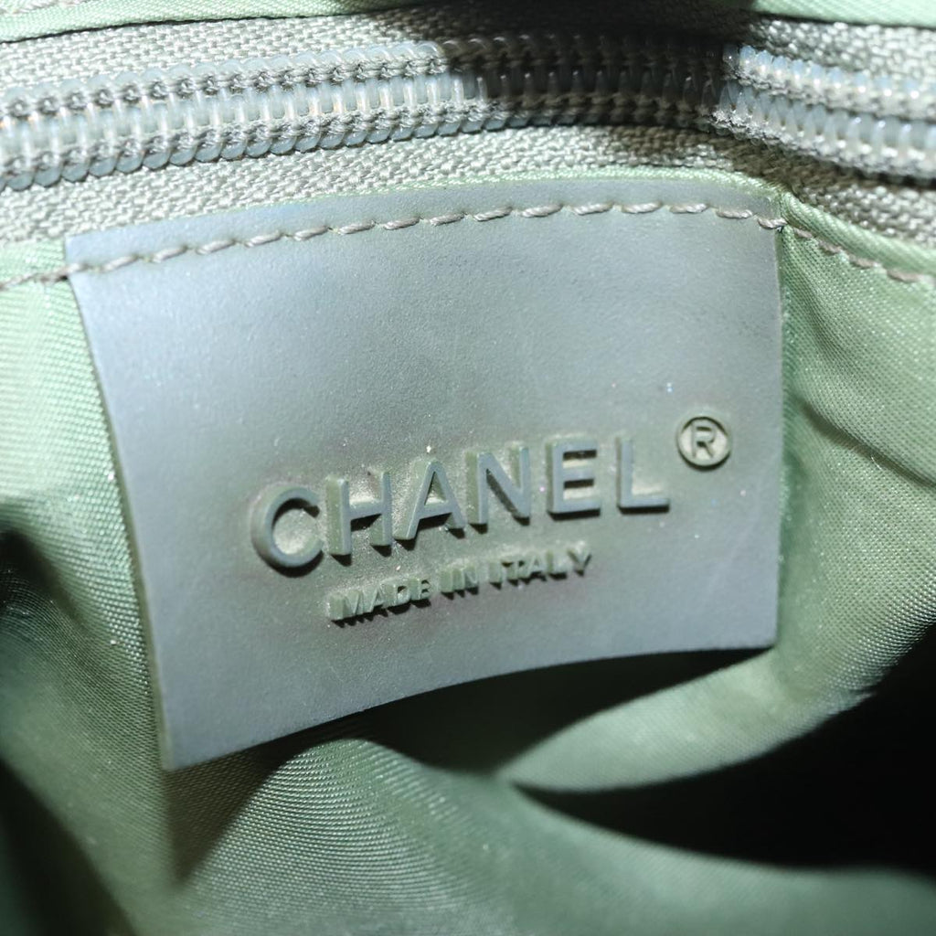 CHANEL Sports Shoulder Bag Nylon Black Khaki Silver CC bs20802