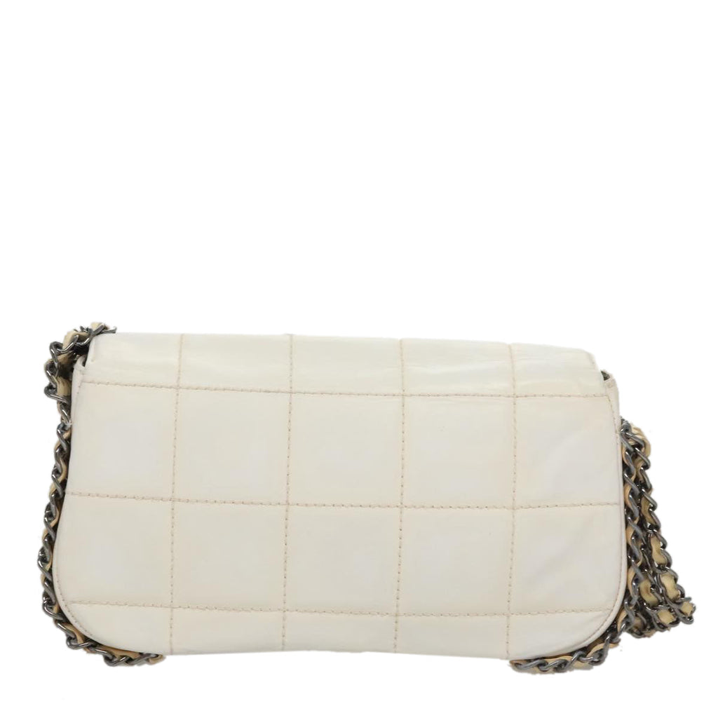 CHANEL Choco Bar Chain Shoulder Bag Patent Leather Pink Gold CC bs20803