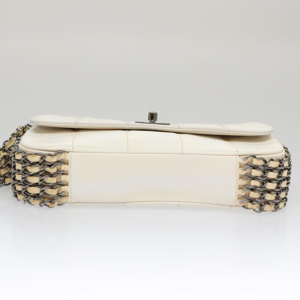 CHANEL Choco Bar Chain Shoulder Bag Patent Leather Pink Gold CC bs20803