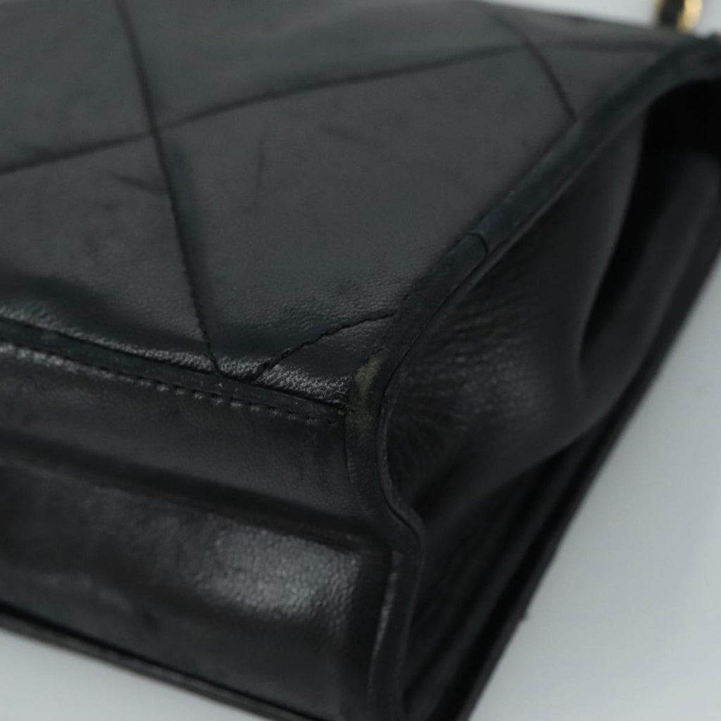 CHANEL Matelasse Chain Shoulder Bag Lamb Skin Black Gold CC bs20900