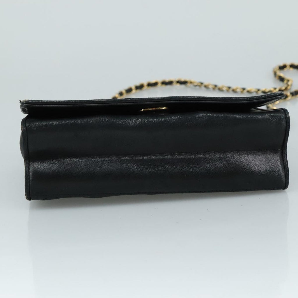 CHANEL Matelasse Chain Shoulder Bag Lamb Skin Black Gold CC bs20900