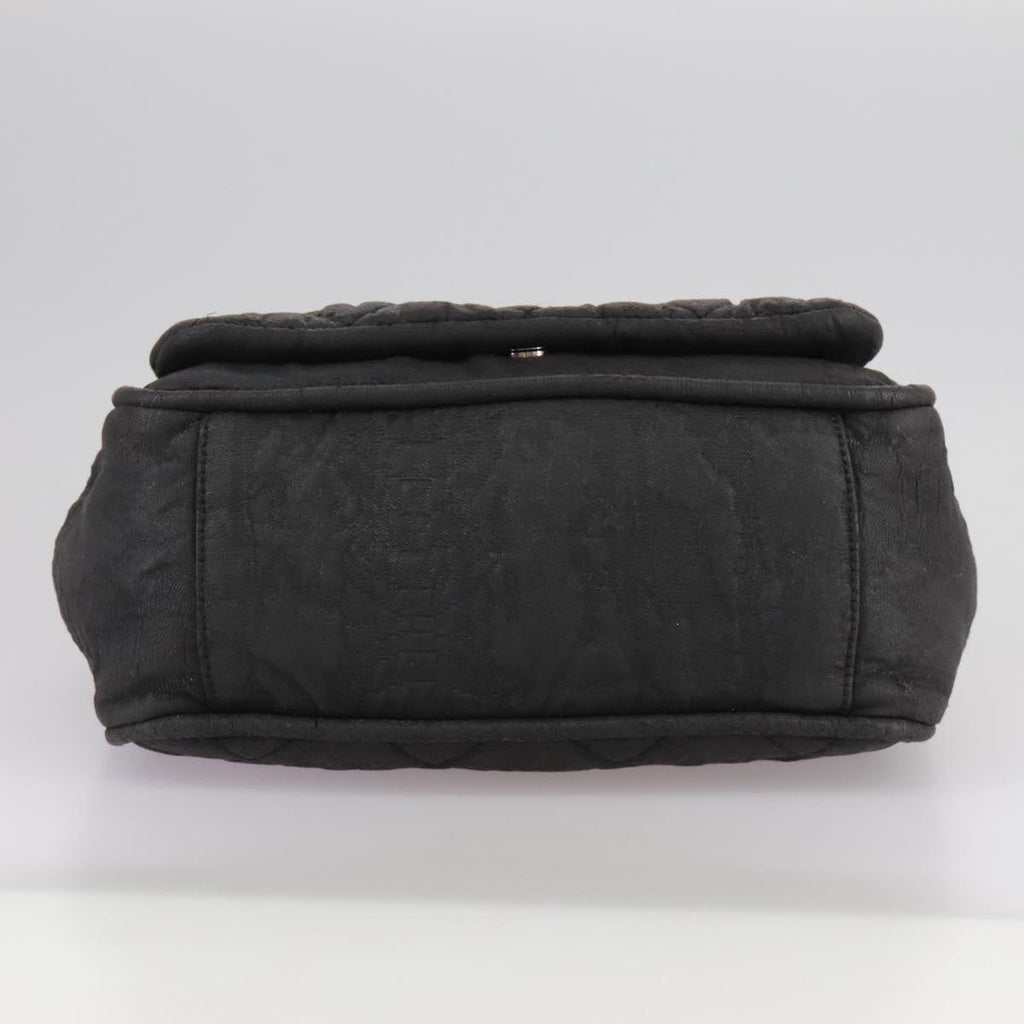 CHANEL Matelasse Chain Hand Bag Coated Canvas Black Silver CC bs20902