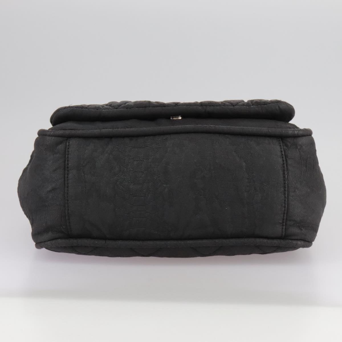 CHANEL Matelasse Chain Hand Bag Coated Canvas Black Silver CC bs20902