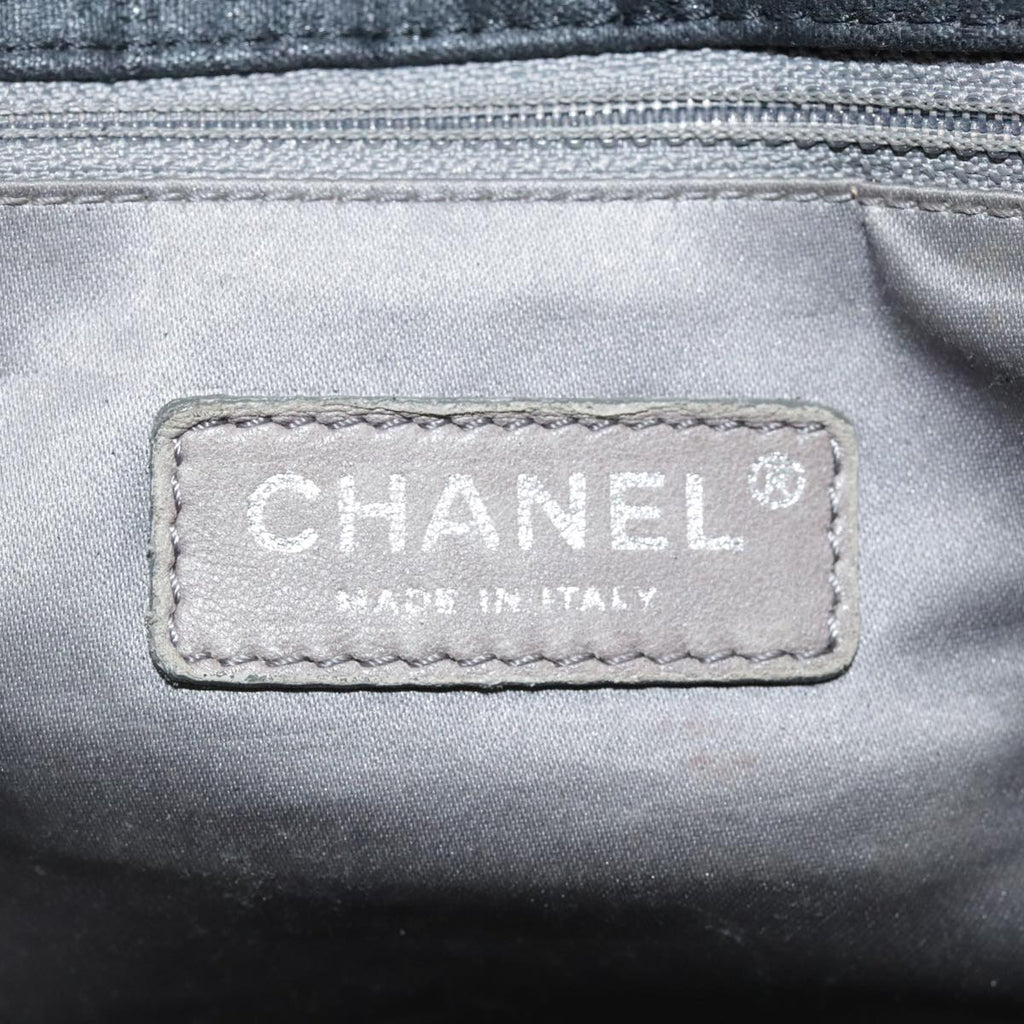 CHANEL Matelasse Chain Hand Bag Coated Canvas Black Silver CC bs20902