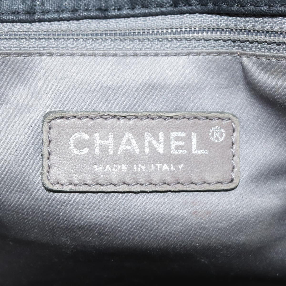 CHANEL Matelasse Chain Hand Bag Coated Canvas Black Silver CC bs20902