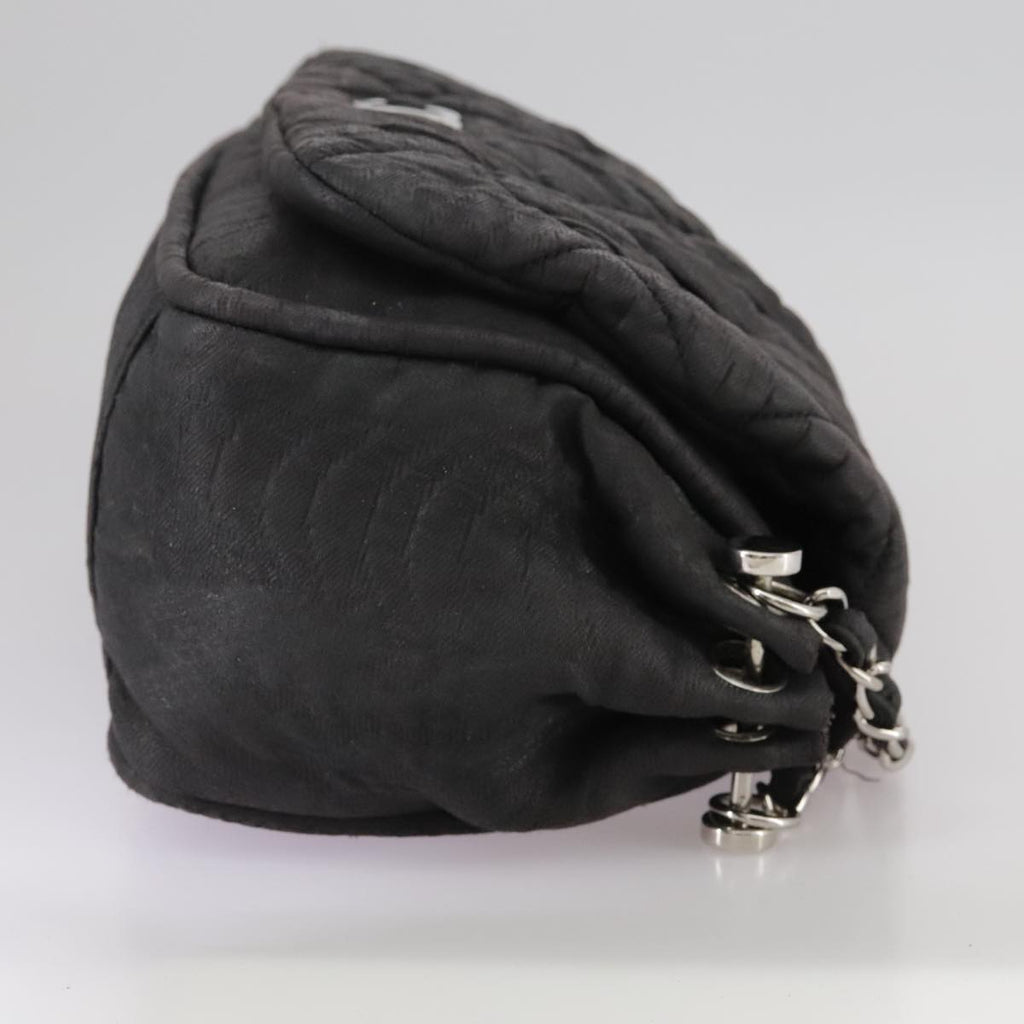 CHANEL Matelasse Chain Hand Bag Coated Canvas Black Silver CC bs20902