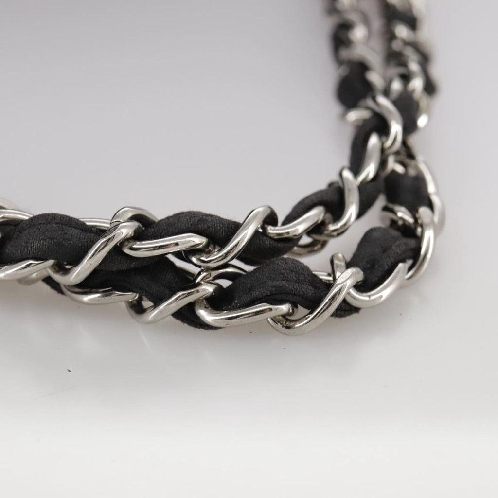 CHANEL Matelasse Chain Hand Bag Coated Canvas Black Silver CC bs20902