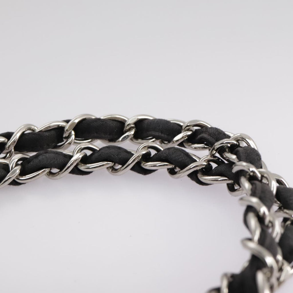 CHANEL Matelasse Chain Hand Bag Coated Canvas Black Silver CC bs20902