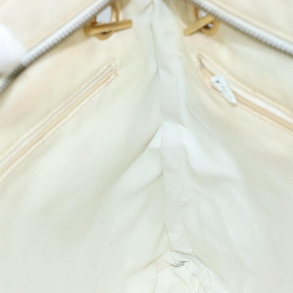 CHANEL Matelasse Chain Shoulder Bag Leather White Gold CC bs20903