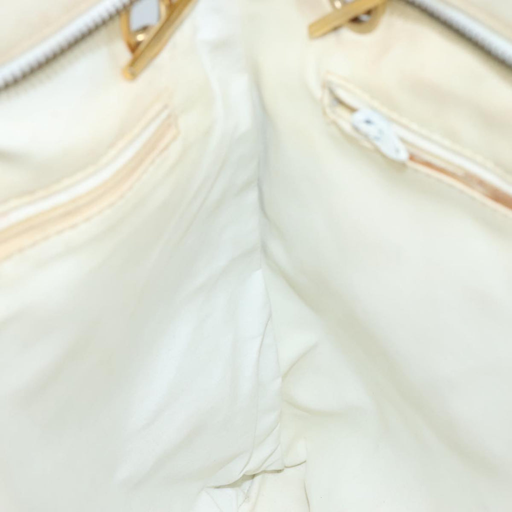 CHANEL Matelasse Chain Shoulder Bag Leather White Gold CC bs20903