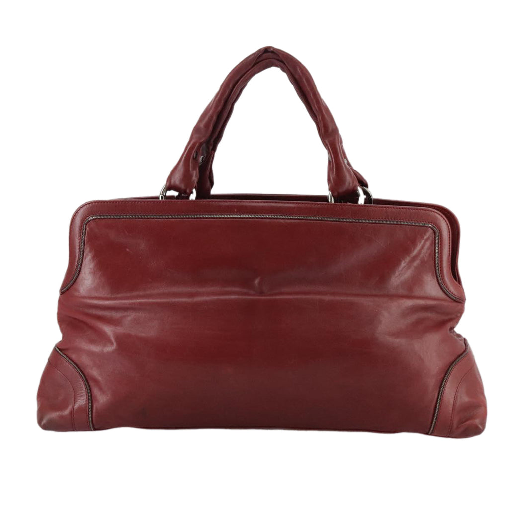 CHANEL COCO Mark Hand Bag Leather Red Silver CC bs20904