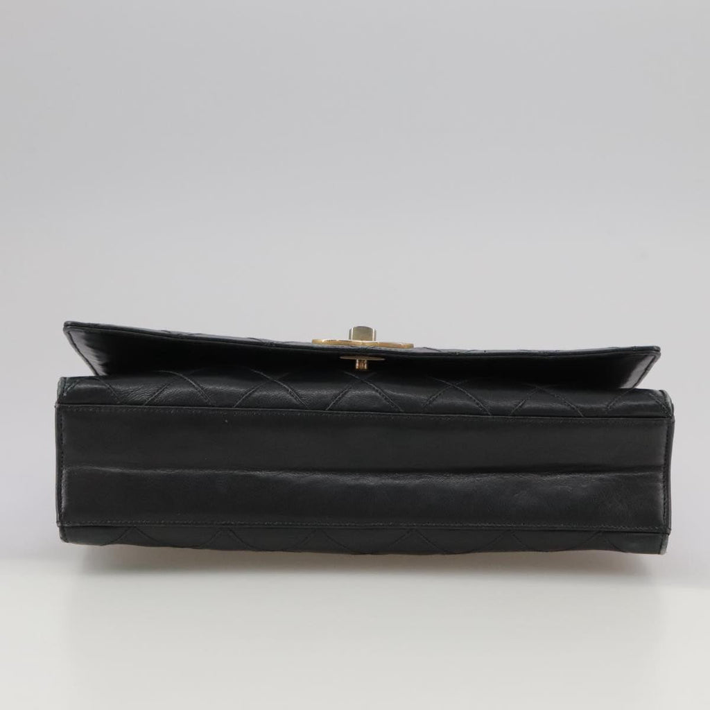 CHANEL Bicolore Chain Matelasse Bag Lamb Skin Black Gold CC bs20905