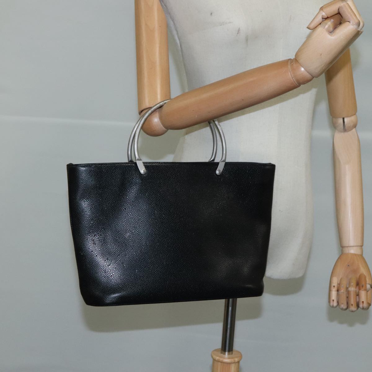 CHANEL Hand Bag Caviar Skin Black CC bs20918