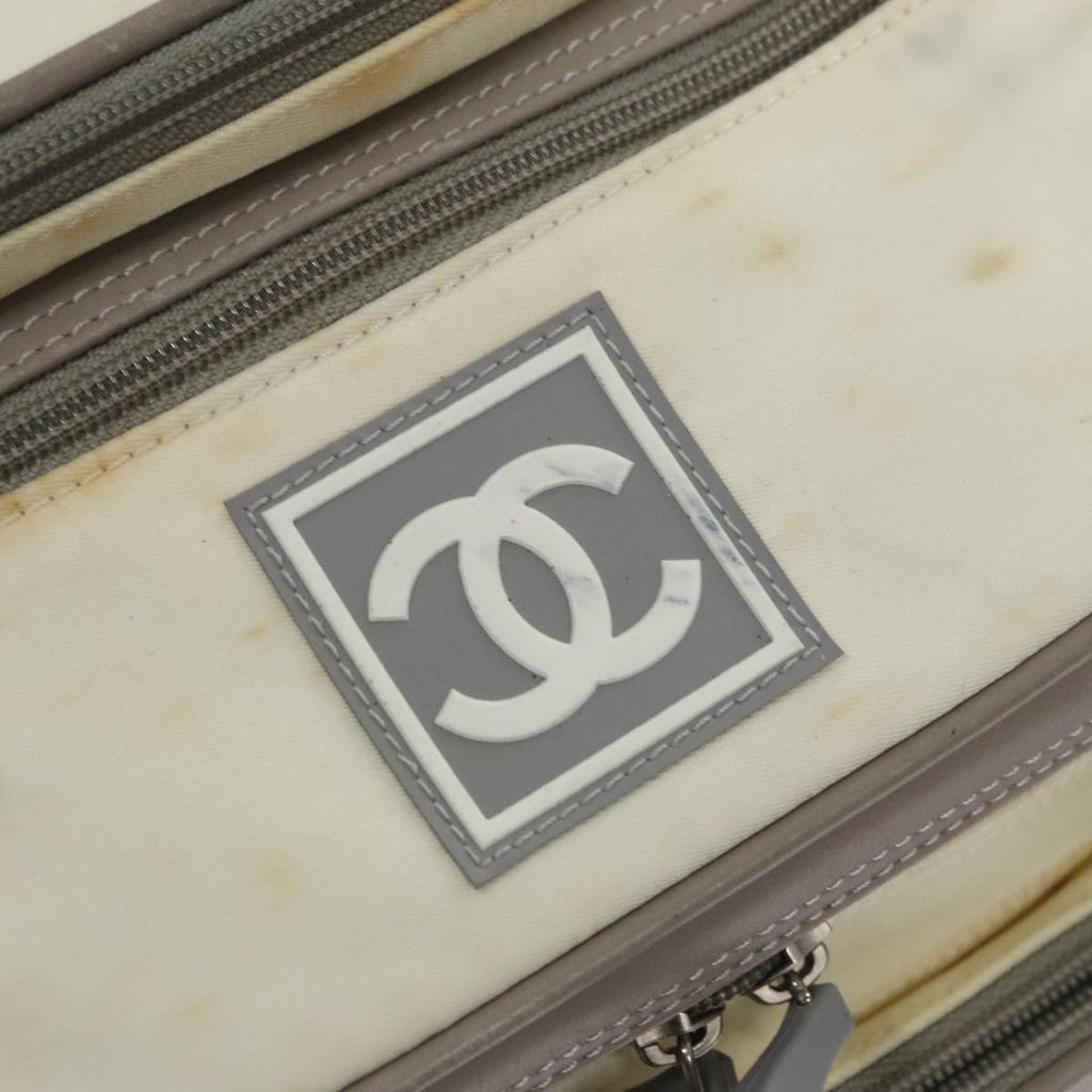 CHANEL Sports Backpack Nylon Leather White Gray Silver CC bs20919