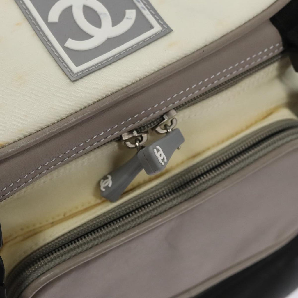 CHANEL Sports Backpack Nylon Leather White Gray Silver CC bs20919