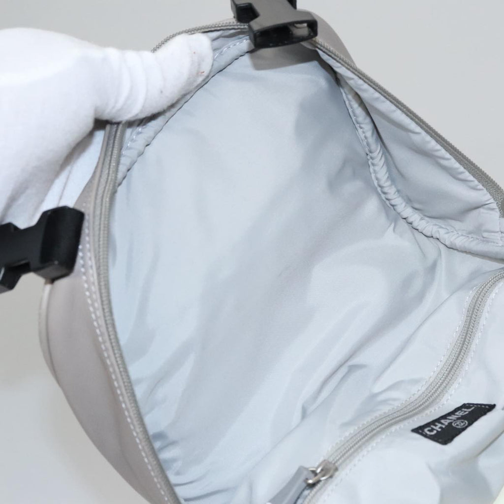 CHANEL Sports Backpack Nylon Leather White Gray Silver CC bs20919