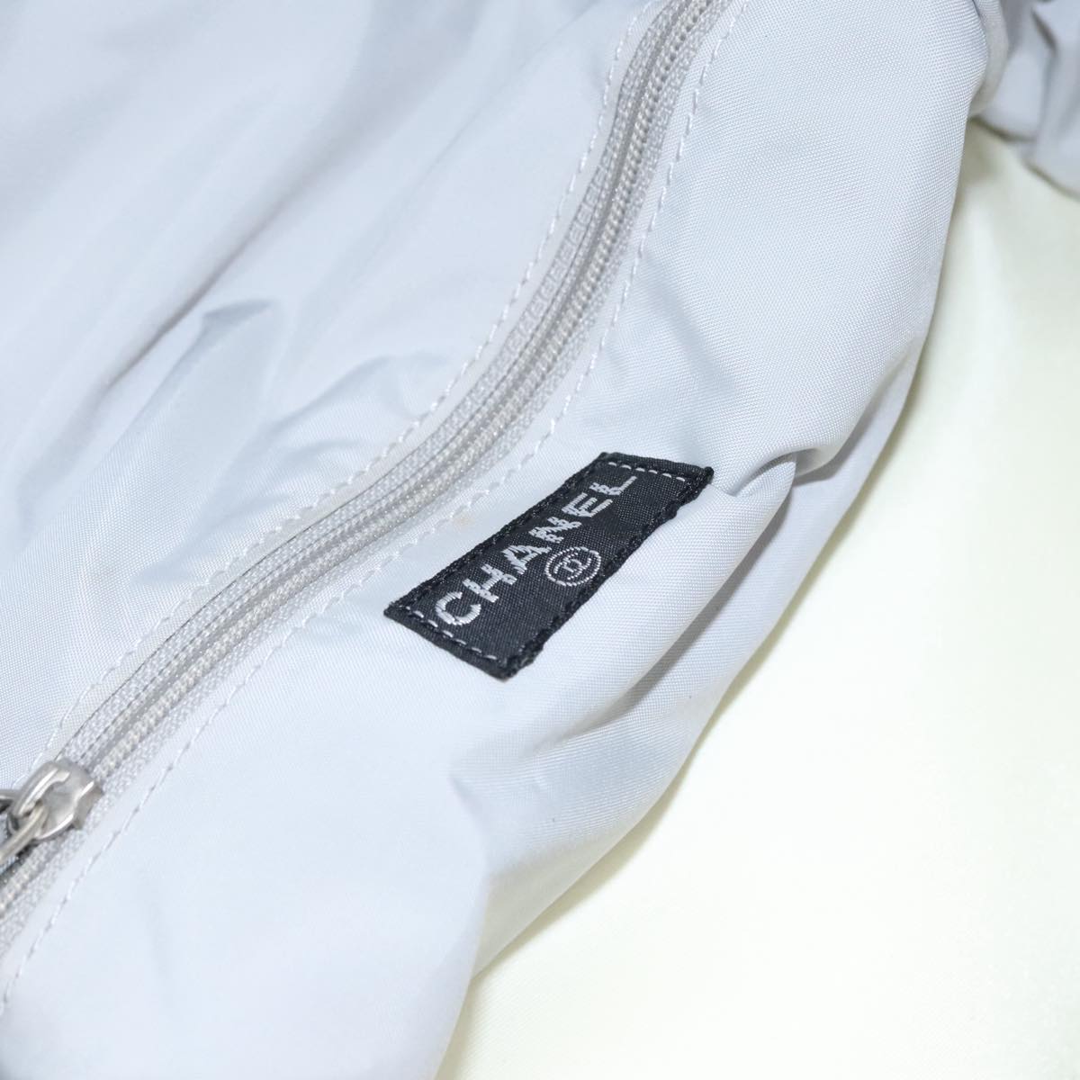 CHANEL Sports Backpack Nylon Leather White Gray Silver CC bs20919