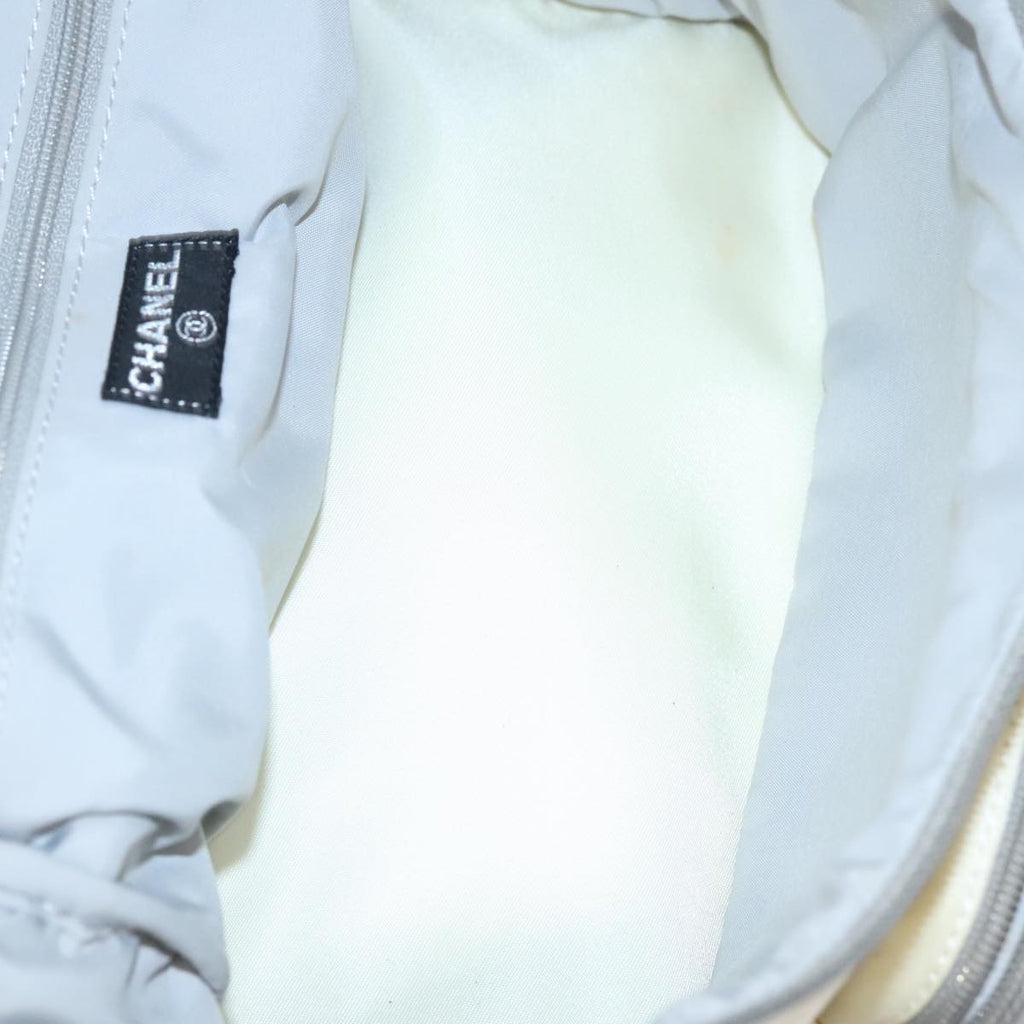 CHANEL Sports Backpack Nylon Leather White Gray Silver CC bs20919